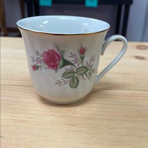 Floral Porcelain Mug with Gold Trim